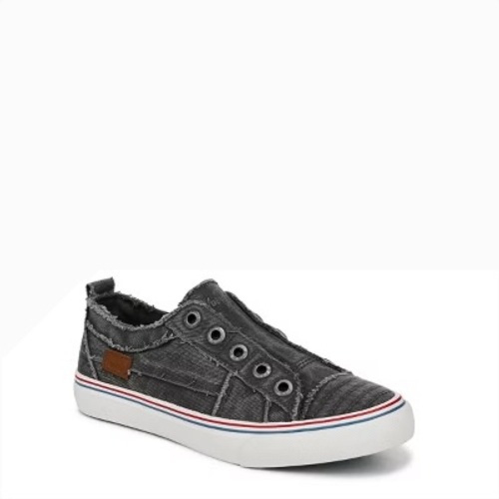 Blowfish Malibu Vex Slip On Sneakers Charcoal Grey Frayed Canvas Shoes NEW Sz 9